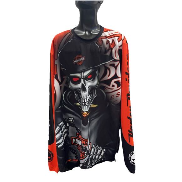 Harley Davidson Motor Cycles Skull Graphic Shirt, 2XL, Long Sleeve, {49}. - Picture 1 of 12